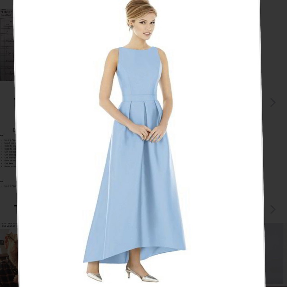 Alfred Sung Blue Sateen Twill Dress Style D706